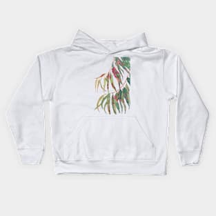 A touch of red - watercolour of eucalyptus branch Kids Hoodie